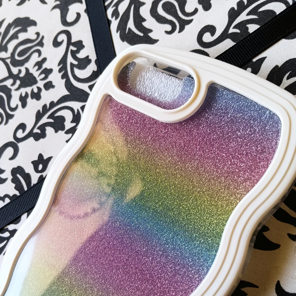 💜*4/$15* iPhone 6 Plus Glitter Sparkly Rainbow Case Cute Girly Kawaii White